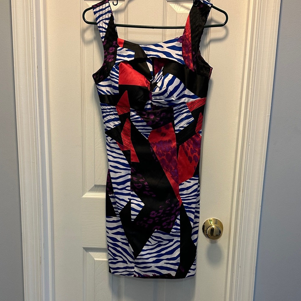 My Michelle Red and Purple Zebra Print Mini Dress